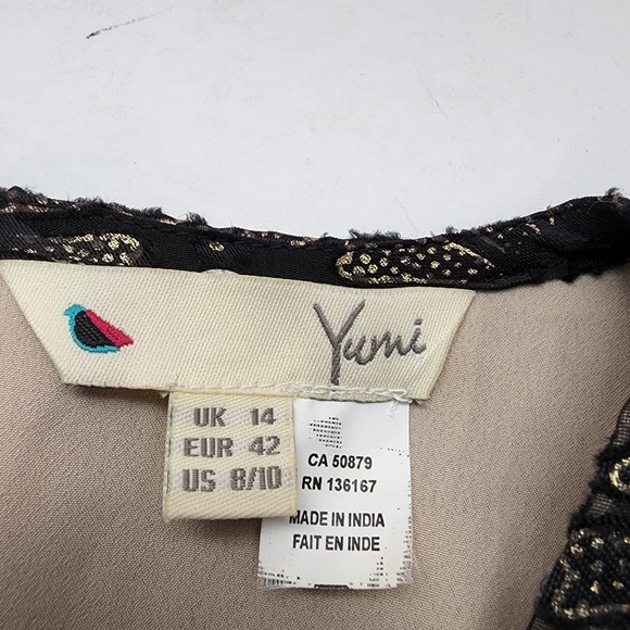 Yumi Black & Metallic Gold Lace Cocktail Dress 8 / 10 - Picture 10 of 13